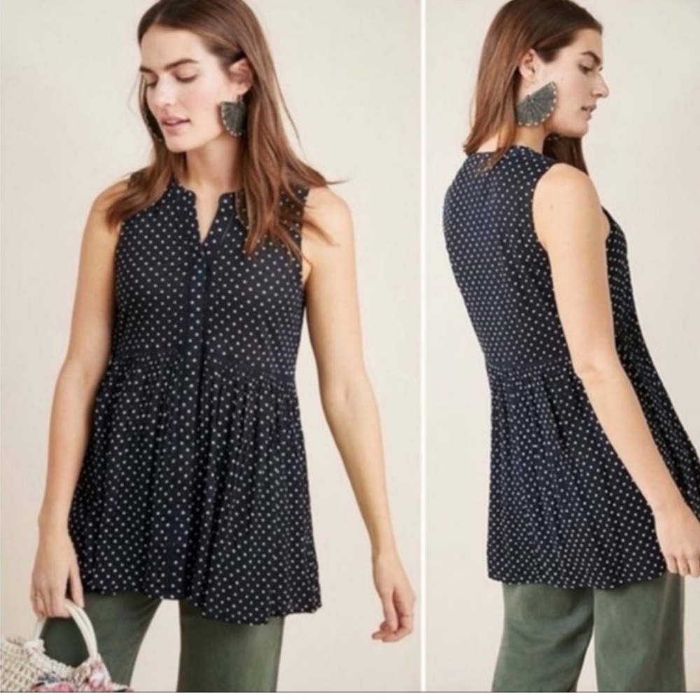 Anthropologie black Polka Dot Tunic